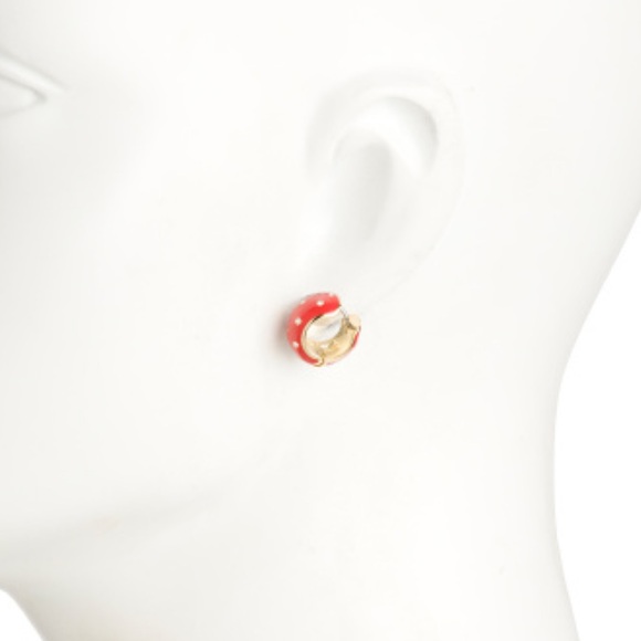 GORJANA Noel Red Shimmer Huggie Earrings 18k Gold Plated Cubic Zirconia - Picture 10 of 12